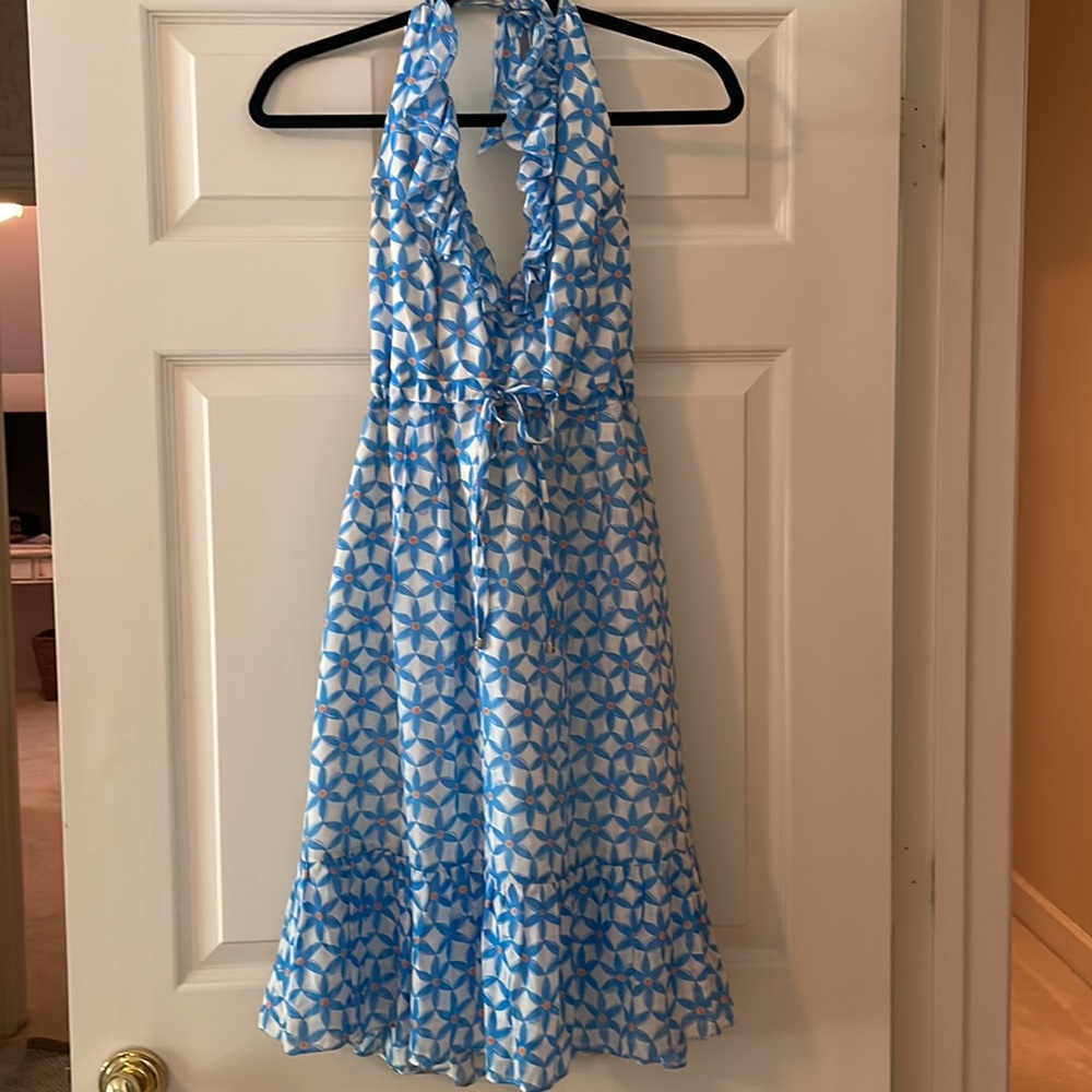 Lilly Pulitzer blue Halter drawstring waist dress size 4